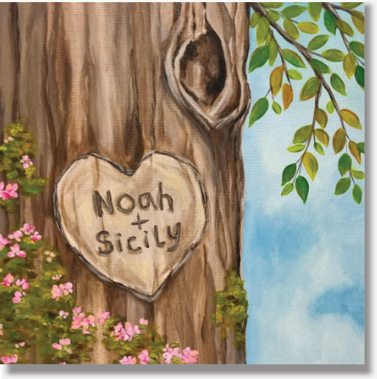Carved Tree Initials Paint Party Kit - 12x12 - Image 5