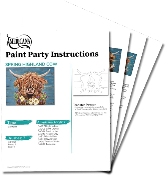 Spring Highland Cow Paint Party Kit - 16x20 - Image 5