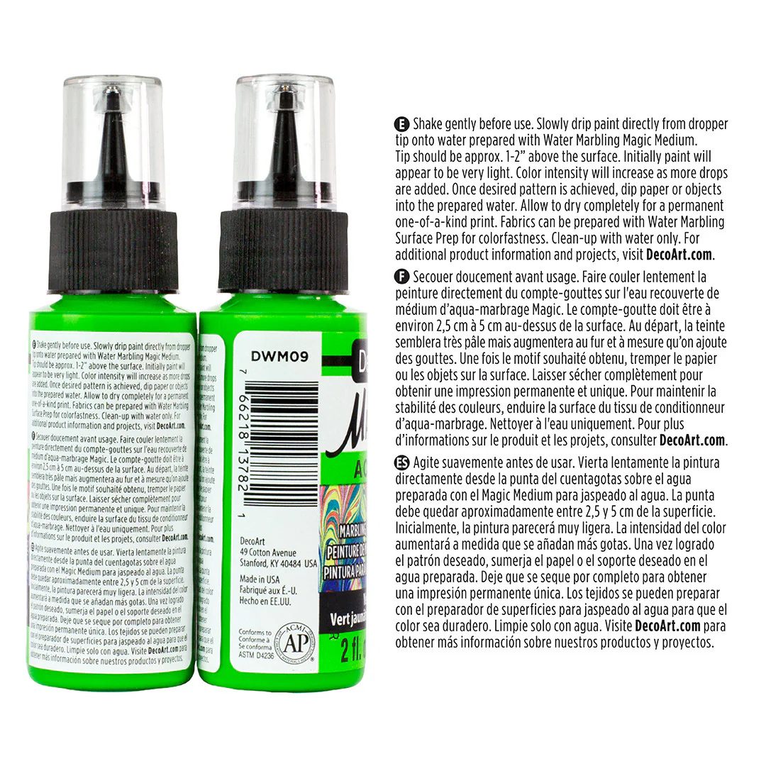Water Marbling Paint Chartreuse 2pk - Image 3